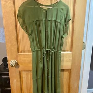 Bright olive green sheer dress